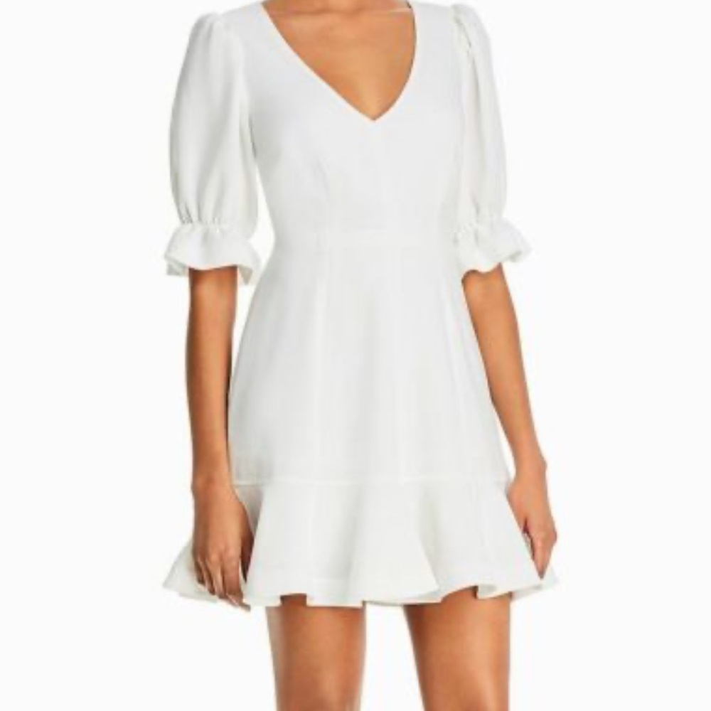 Cinq à Sept White Puff Sleeve Mini Dress
